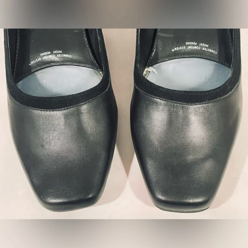 💥3/$50 Barefoot Freedom “Alicia” Black Leather Flats Slip-On Design | Square Toe